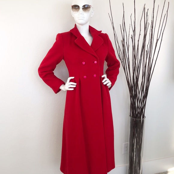 Vintage Jackets & Blazers - Ilie Wacs | 70s Vintage Red Wool Full Length Coat